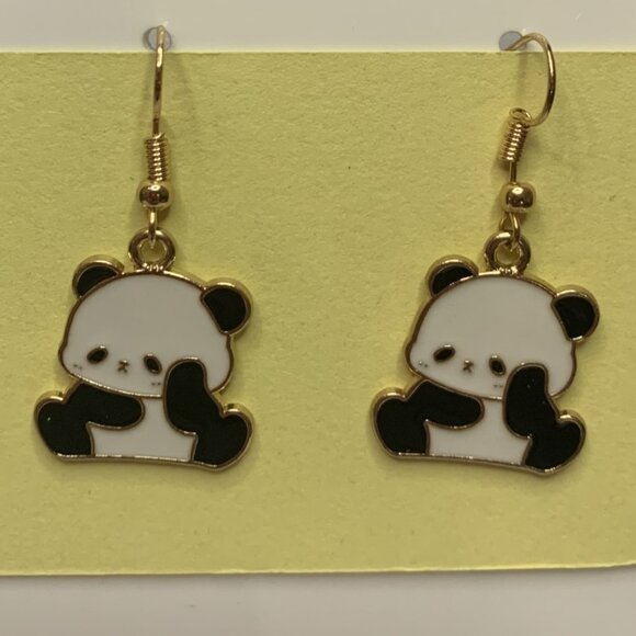 Panda Earring, Panda Bear Jewelry, Gift, Panda Jewelry, Silly Animal Earring - Picture 9 of 9